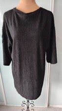 Shein Black Crinkle Tunic Dress Size XL (16-18)