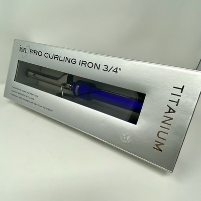 ION 3/4'' Titanium Pro Curling Iron Heats To 450 Max Curl New In Box