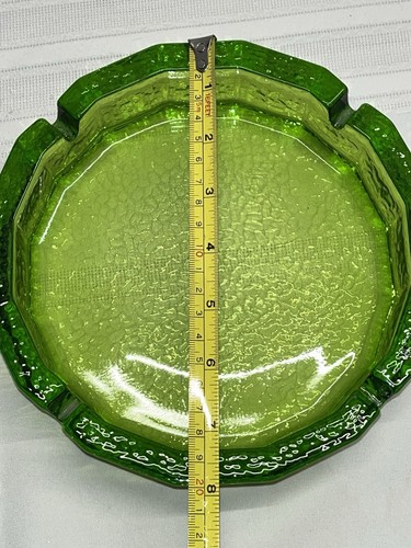 Vintage Blenko Green Pebble Glass Octagon Ashtray Large 8" MCM - Picture 3 of 7