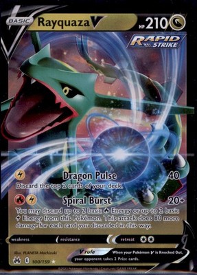 Rayquaza V #100/159 Ultra Rare Crown Zenith Pokemon 2023 NM