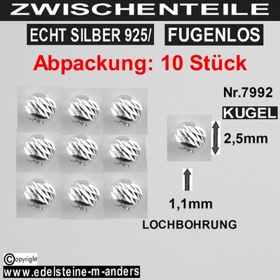 Echt Silber Zwischen Perlen Teile Kugeln Schmuck Ketten Armband Spacer Beads DIY