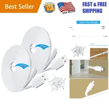 Flat 20ft Power Extension Cable for Indoor/Outdoor Security Cameras - 2 Pack