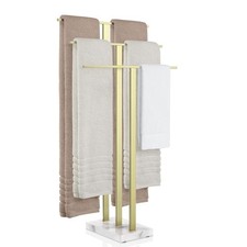 Standing Towel Rack 3-Tier with Marble Base, Brushed Gold Towel Rack Stand fo...