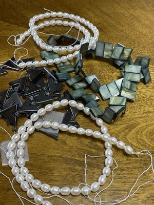 Fresh Water Pearl Strands,black Lip MOP & Hematite. Artisan Bead Lot