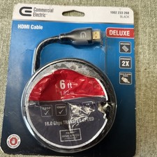 Commercial Electric 6 Ft. Deluxe HDMI Cable Black Gold Plated Ends 18.0 GBps 4K