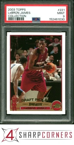 2003 TOPPS COLLECTION #221 LeBRON JAMES RC CAVALIERS PSA 9