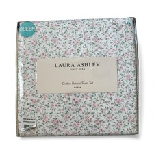 Laura Ashley QUEEN Sheet Set Tierney Pink Chintz Floral 100 Cotton Percale