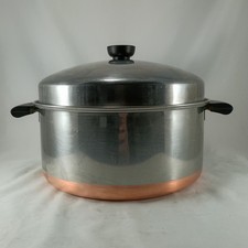 REVERE WARE 6 Qt Stock Pot + Dome Lid Pre 1968 Copper Bottom VTG Clean Dutch