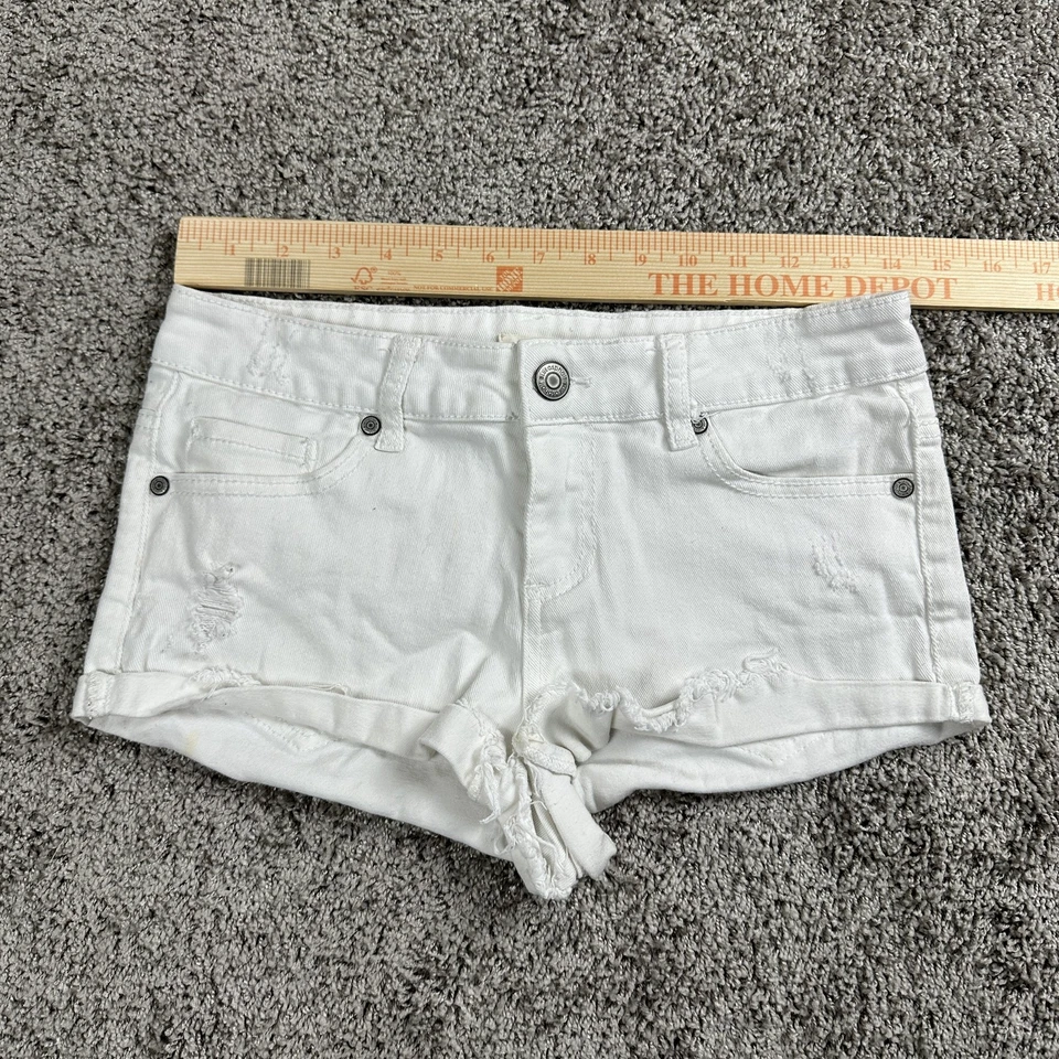 Pantalones Cortos De Colección Azul Asfalto Juniors 5 Sello Húmedo Corte Deshilachado Y2K Festival Coquette Foto 3 de 4