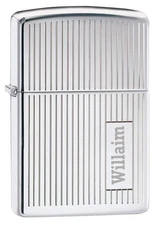 Personalized Striped High Polish Chrome ZIPPO Lighter - Free Engraving Gift