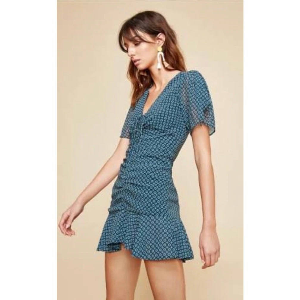 clinton in blue dress portrait Blue denim mini dress with fitted top - Girls