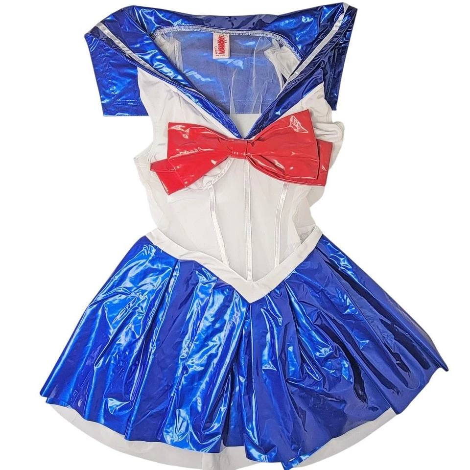 Disfraz Sailor Moon Mini Vestido Vinilo Babero Gran Tamaño Lazo Gargantilla Estrella 6367D3 Mediano Foto 3 de 4