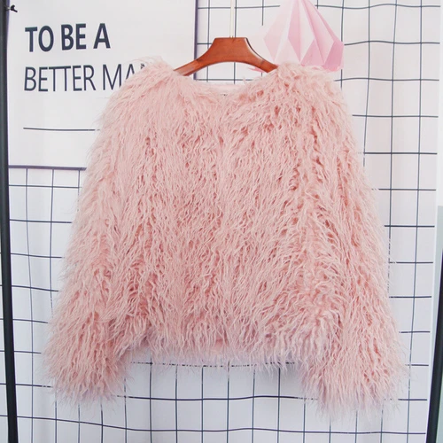 Short Fit Women Shaggy Faux Fur Coat Winter Warm Jacket Fluffy Cardigan Outwear - Bild 35 von 53