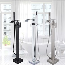 Freestanding Tub Filler Bathtub Faucet Floor Mounted Mixer Brass Tap Handshower