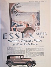 1928 COLOR ESSEX SUPER SIZ 4 DOOR SEDAN AD *SHIPS FREE*