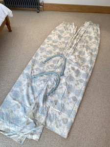 Laura Ashley Kimono Linen Blend Duck Egg Blue Wide Curtains Lined