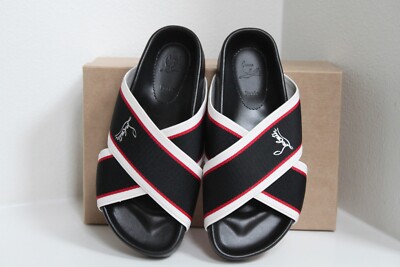 sz 6 / 36.5 Christian Louboutin Black Hot Cross Bizz ribbon