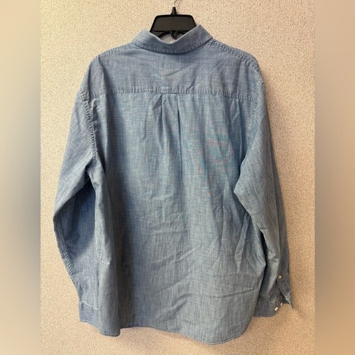 L.L. Bean Mens Size Large traditional fit long sleeve button down shirt denim - Picture 4 of 7
