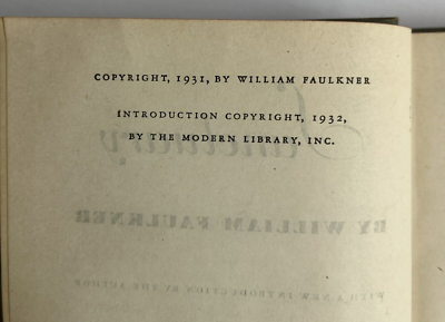 SANCTUARY by WILLIAM FAULKNER First Edition? 1931 | eBay