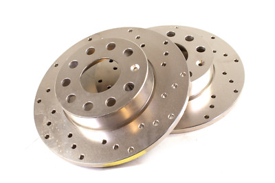 Eurospec Cross Drilled 256mm Rear Brake Rotor Set Mk5 Mk6 Golf Jetta Rabbit A3
