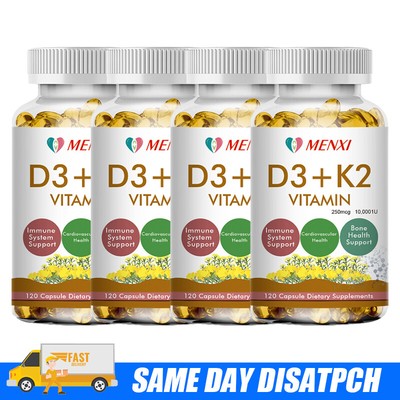 Vitamin K2 (MK7) with D3 10000 IU Supplement, BioPerine Capsules, Immune Health