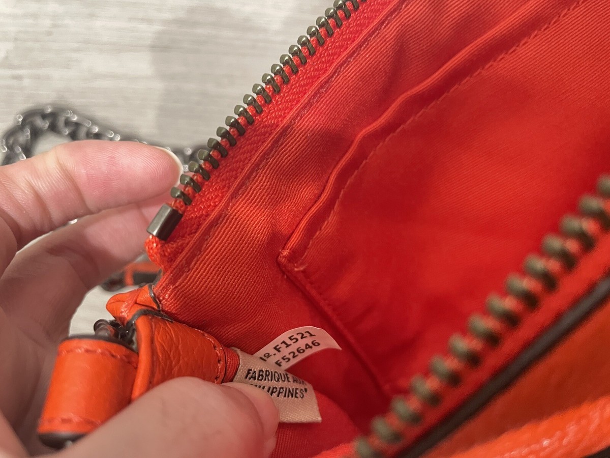 Coach F52646 Orange Grain Leather Mickie Crossbody Bag | eBay