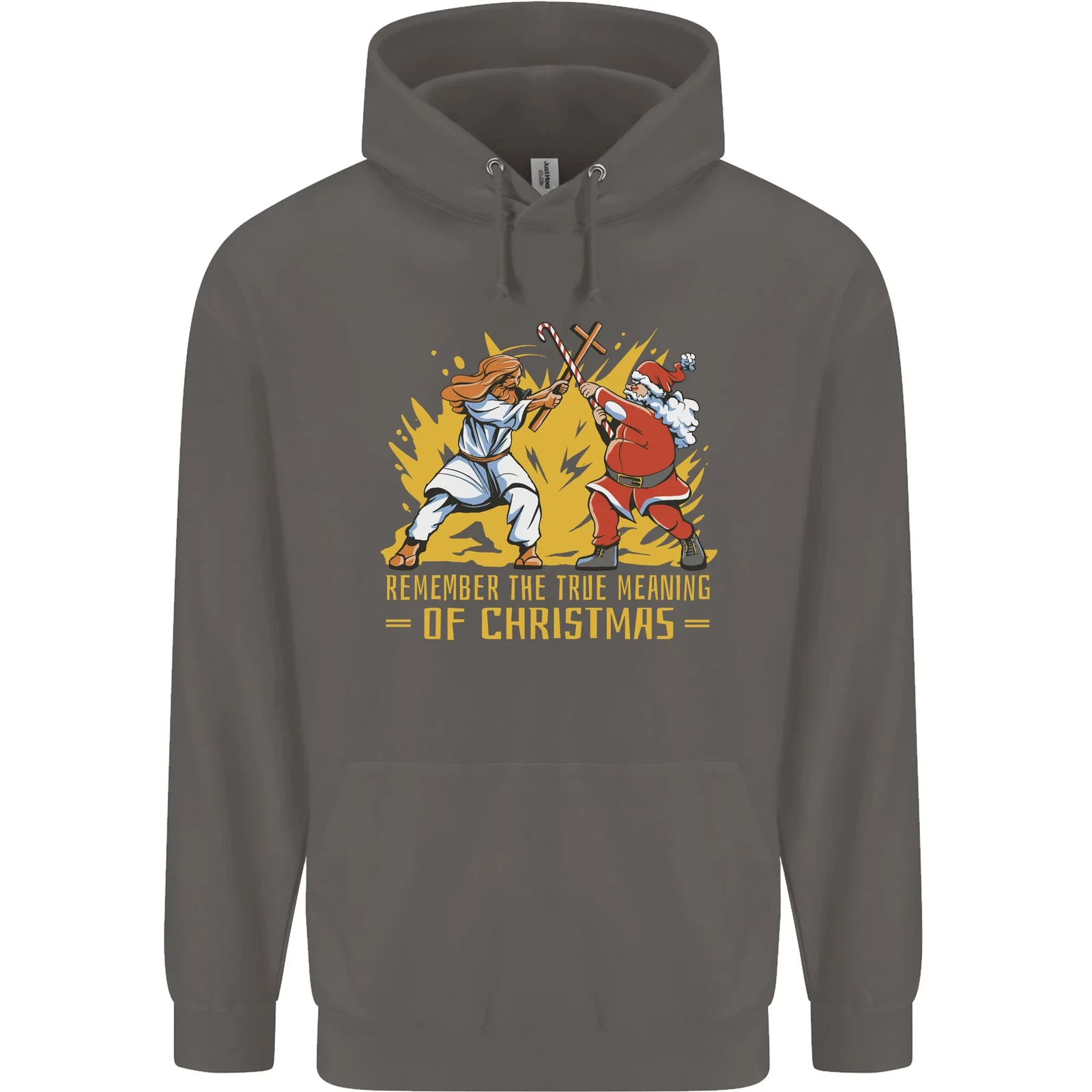 Santa vs Jesus Funny Christmas Hoodie for Men