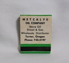 Vintage Matchbook Metcalfe Quaker State Oil Turner Oregon Advertising Matches