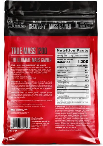 BSN True-Mass 1200 High Calorie Weight Mass Gainer 10.25LB Bags 3 Flavors New - Picture 2 of 30
