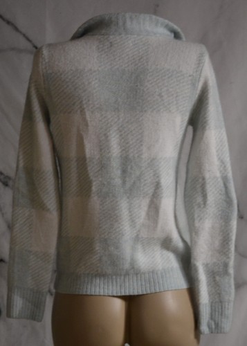 Maglione CROFT & BARROW BLU-GRIGIO BIANCO A QUADRI FUZZY XS scollo zip maniche lunghe - Foto 5 di 7