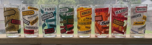 VINTAGE COCA COLA AROUND THE WORLD SERIES TUMBLERS SET OF EIGHT 8 - Picture 2 of 6