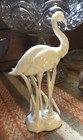vintage Shiny White & Delicate 6.25" Flamingo Bird Figurine Porcelain China