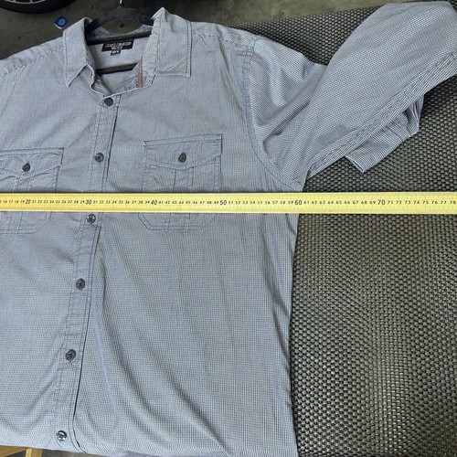 Just Jeans Mens XL Slim Fit Blue Small Check Long Sleeve Button Up Front Pocket - Picture 16 of 16