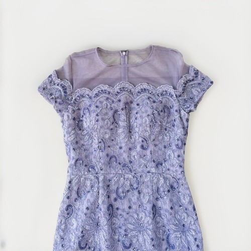 Vestido JS Collections Púrpura Lila Ilusiones Vestido Encaje Bordado Nuevo Cremallera Madre - Imagen 3 de 9