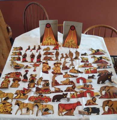 Vintage 1930s Huge Lot  Post Toasties Cereal Box Cutouts Circus ,Soldiers, Farm