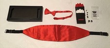 Men  s Tuxedo Set: Red Cummerbund, Tie, Hankies, Cufflinks, Shirt Studs. 1382