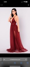 Fashion Nova On The Runway Dress In Burgundy Size Small New With Tags