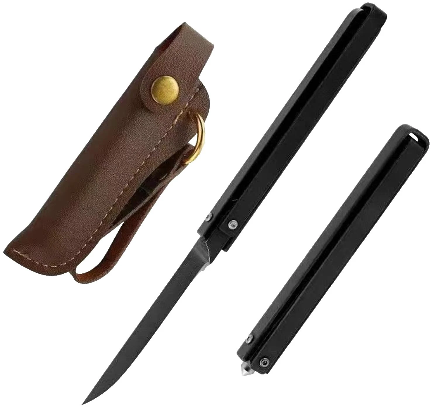 Коллекционные складные ножи с лезвием из нержавеющей стали рукоятка из кожи