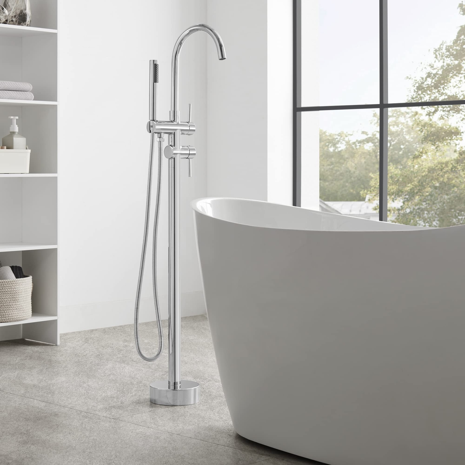 Hollywood Regency 1-Handle Freestanding Tub Faucet Bathtub Filler, Matte Black