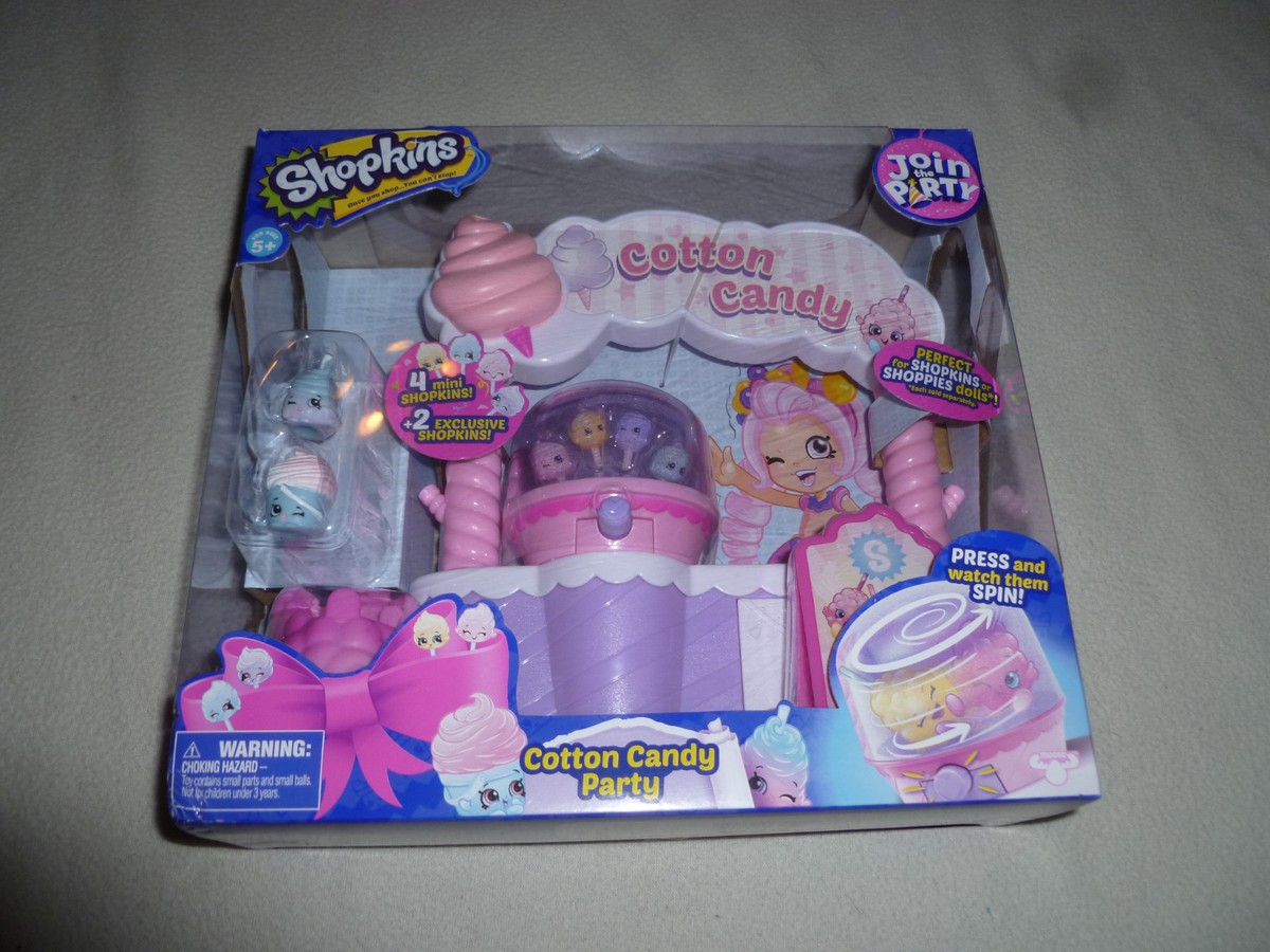 NEW IN BOX SHOPKINS COTTON CANDY PARTY SET 4 MINI & 2