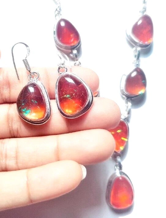 Australian Triplets Opal Gemstone 925 Sterling Silver Handmade Jewelry Necklace - Image 3 of 4