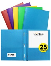 2 Pocket Folders with Prongs 25 Pack Assorted Colors Paper Folders with 2 Poc...