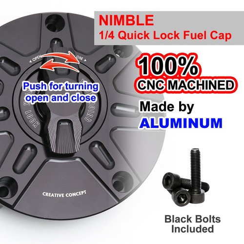 NIMBLE CNC Quick Lock Gas Fuel Cap For Honda CBR1000RR Fireblade 04-10 11 12 13 - Picture 5 of 6