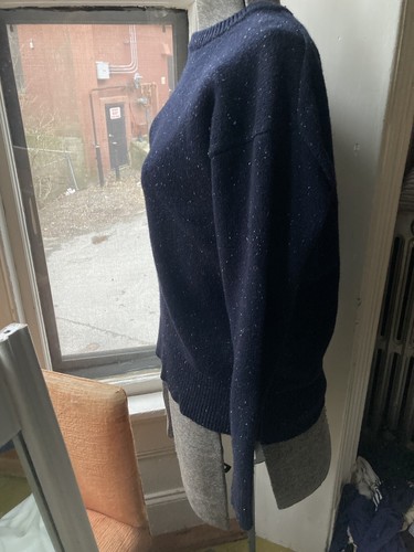 The North Face Sweater Womens Medium Navy Blue Speckled Specks Crewneck Logo - Picture 2 of 12