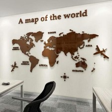 Weltkarte Wandaufkleber Wandtattoo 3D DIY Sticker Wandbilder Braun 180x100cm