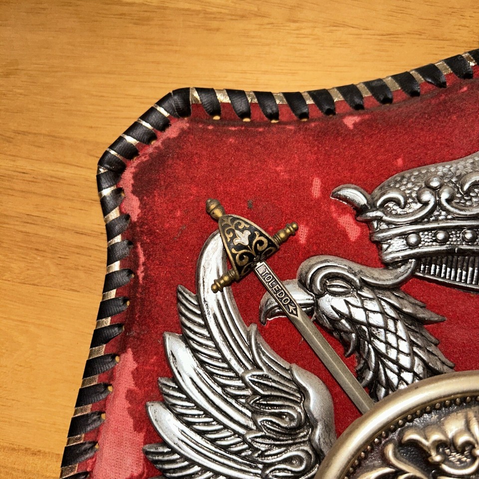 Vintage Spanish Coat of Arms Toledo Swords Wall Plaque Shield Eagle