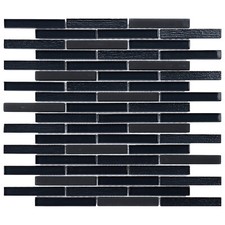 Black Marquina Marble Stone Glass Brick Joint Mosaic Tile Kitchen Backsplash