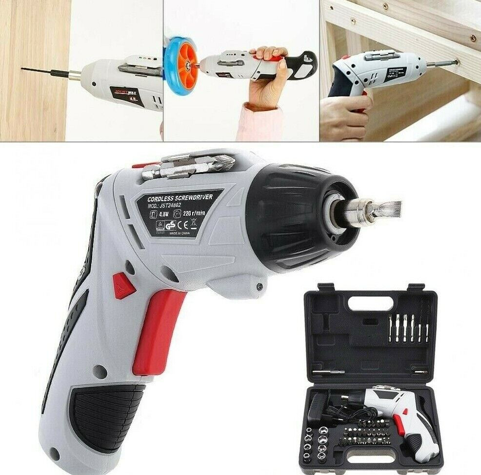 Kit Avvitatore Elettrico 4.8V Snodabile 48 Pezzi con LED e Valigetta