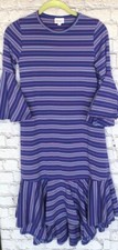 LULAROE Women's Midi Dress Long Sleeve Pullover Stretch Striped Colorful XXS