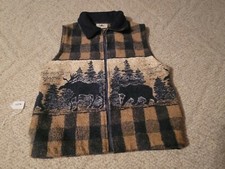 Black Mountain Outdoor Women Vest Small Full Zip Pockets Moose Bears USA Made